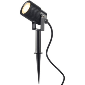 Outdoor IP65 Ground Spike Spotlight - Dimmable 5W GU10 LED - Frosted Glass