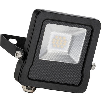 Outdoor IP65 LED Floodlight - 10W Cool White LED - 800 Lumens - Angled Bracket - 3