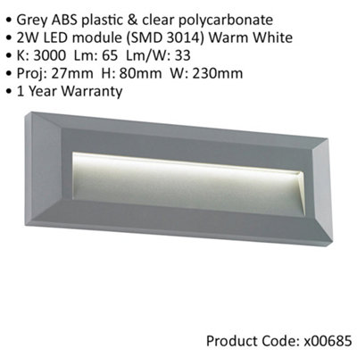 Outdoor IP65 Pathway Guide Light - Indirect 2W Warm White LED - Gray ...