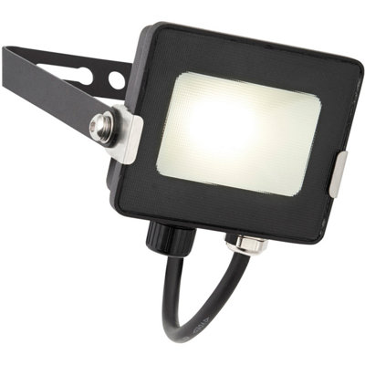 Outdoor IP65 Waterproof Floodlight - 10W Cool White LED - Matt Black Aluminium