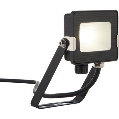 Outdoor IP65 Waterproof Floodlight - 10W Cool White LED - Matt Black Aluminium