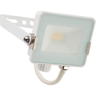 Outdoor IP65 Waterproof Floodlight - 10W Cool White LED - Matt White Aluminium