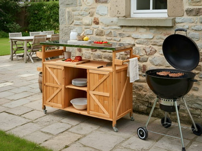 Outdoor Kitchen Island SCANNO Fir Wood Light Brown