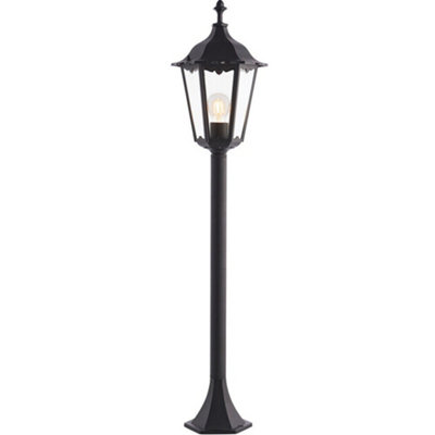 Outdoor Lamp Post Lantern Bollard Light Matt Black & Glass 1m Tall ...
