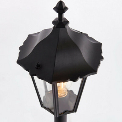Outdoor Lamp Post Lantern Bollard Light Matt Black & Glass 1m Tall ...