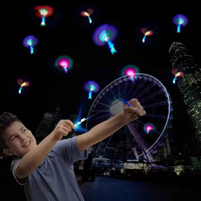 16Pièces Hélicoptères Jouets Volants, LED Lumineux Flèche Rocket Copter, Lance-Pierres Flèches Flying Jouet(Couleur JOUET - Jeux - Jouets