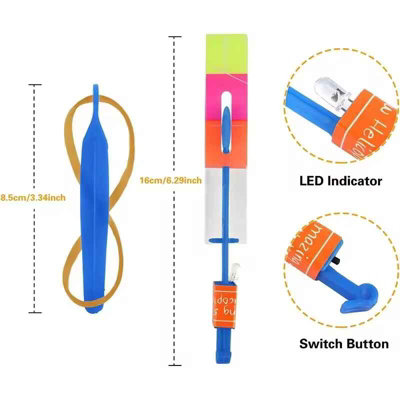 Vibbang 16 Hélicoptères Volants LED – Lance-pierres Catapulte, Fusées Lumineuses Jour Et Nuit, PVC Sans BPA – Cadeau Pour Enfants Et Adultes
