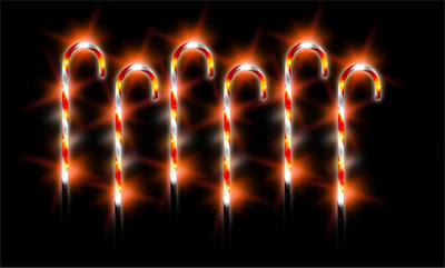 Outdoor LED Light Up Christmas Candy Cane Set of 6 with Timer and Battery Operation - 4