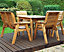 Outdoor Luxury Hand Made 6 Seater Chunky Rustic Wooden Garden Furniture Table and Chairs Set 137cm Table