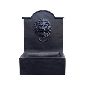 Outdoor Luxury Lion Water Feature - Polyresin - L49 x W55 x H78 cm - Granite