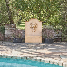 Outdoor Luxury Lion Water Feature Sandstone H78CM W59CM