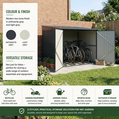 Outdoor Metal Garden Bike Storage Shed Bicycle Storage for Up to 4 Bikes