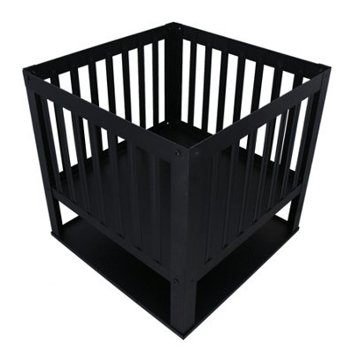 Outdoor Metal Garden Fire Pit Basket Heater Wood Charcoal Burner 40cm Square