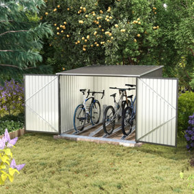 Outdoor  Metal Garden Storage Shed Pent Tool Shed Bike Shed with Sloping Top and Lockable Doors for Bikes, Garbage Bins