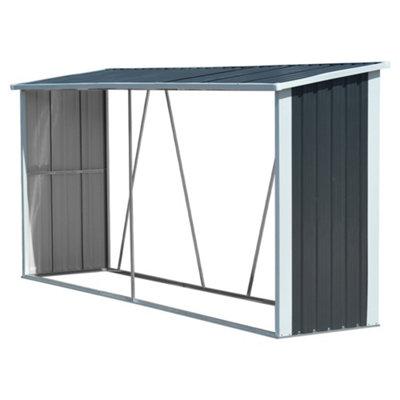 Outdoor Metal Log Store 11x3ft Large Garden Log Rack Firewood Storage ...