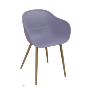 Outdoor or Indoor PP Plastic Moulded Chair with Steel "wood effect" Legs in Blue