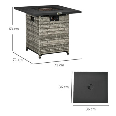 Outdoor PE Rattan Table with Rain Cover and Lava Stone - 4