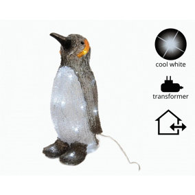 Outdoor Penguin Christmas Decoration - Light Up Cool White Led's - 33cm Tall