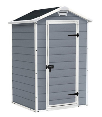 Outdoor Plastic Garden Storage Shed, 4 x 3 feet - Grey