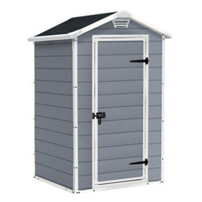 Outdoor Plastic Garden Storage Shed, 4 x 3 feet - Grey