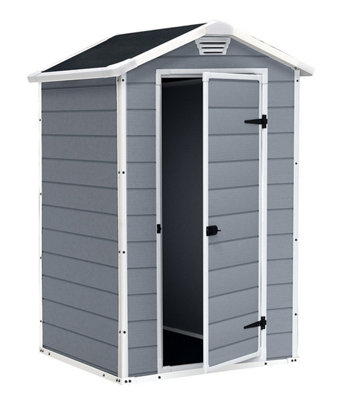 Outdoor Plastic Garden Storage Shed, 4 x 3 feet - Grey