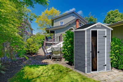 Outdoor Plastic Garden Storage Shed, 4 x 3 feet - Grey