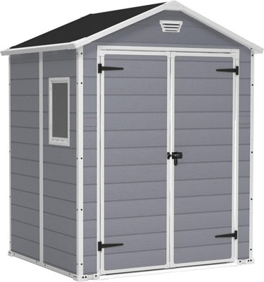 Outdoor Plastic Garden Storage Shed, 6x5 feet - Grey