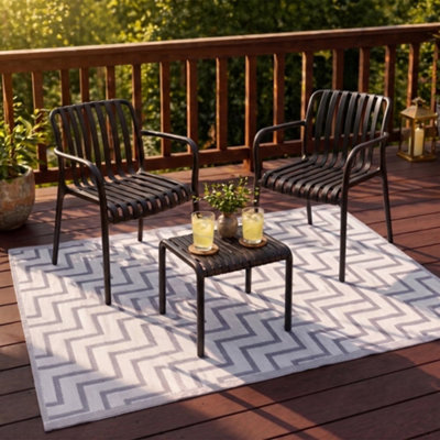 OUTDOOR PLASTIC RUG WOOL-LOOK ANTI-SLIP DURABLE GARDEN PATIO ...