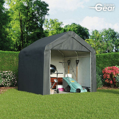 Outdoor Portable Shed/Garage for Storage, Heavy Duty Galvanised Steel Frame Polyethylene Cover with Apex Roof (8ft x 8ft)