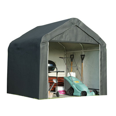 Outdoor Portable Shed/Garage for Storage, Heavy Duty Galvanised Steel Frame Polyethylene Cover with Apex Roof (8ft x 8ft)