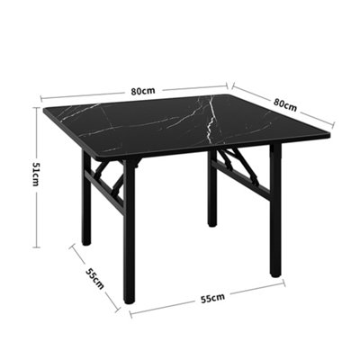 Outdoor Portable Square Black Marble Texture Wooden Folding Table Dining Table with Metal Leg W 800