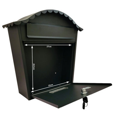 Outdoor Post Box in Matt Black with Keys Weatherproof Postbox for ...