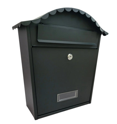 Outdoor Post Box in Matt Black with Keys Weatherproof Postbox for ...