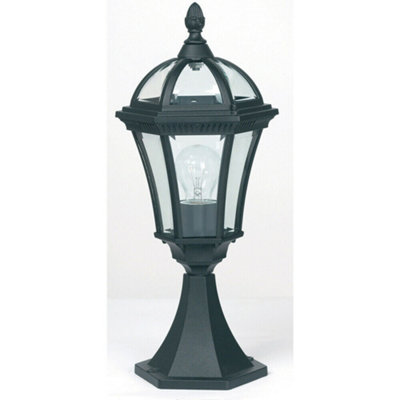 Outdoor Post Lantern Light Textured Black Vintage Garden Wall Porch Lamp LED
