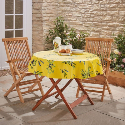 Outdoor PVC Tablecloth - Home or Garden Dining Table Cover, Spill & Scratch Protection - Square, 137 x 137cm, Provencal Olive
