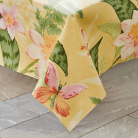 Outdoor PVC Tablecloth - Home or Garden Dining Table Cover with Parasol Hole - Rectangle, 137 x 183cm, Garden Blooms