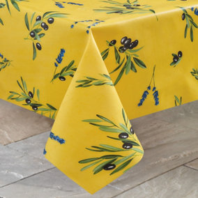 Outdoor PVC Tablecloth - Home or Garden Dining Table Cover with Parasol Hole - Rectangle, 137 x 183cm, Provencal Olive
