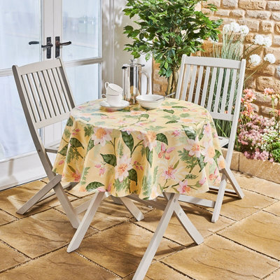 Outdoor PVC Tablecloth - Home or Garden Dining Table Cover with Parasol Hole - Rectangle, 137 x 228cm, Garden Blooms