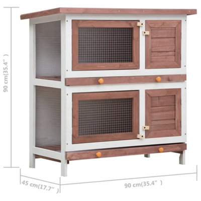 Outdoor Rabbit Hutch 4 Doors Brown Wood DIY at B Q