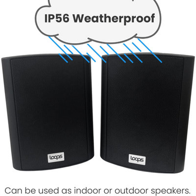 Outdoor Rated Active Bluetooth Wall Speakers - 120W 5.25" IP56 - Black Wireless Garden Music