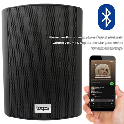 Outdoor Rated Active Bluetooth Wall Speakers - 120W 5.25" IP56 - Black Wireless Garden Music