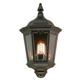 Outdoor Rated IP43 1 Bulb Half Lantern Wall Light Black LED E27 100W
