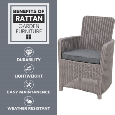 Outdoor Rattan Effect Dining Chair - Grey - 3