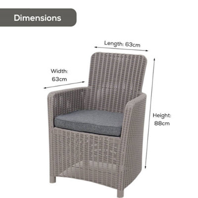Outdoor Rattan Effect Dining Chair - Grey - 4