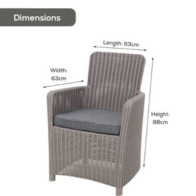 Outdoor Rattan Effect Dining Chair - Grey