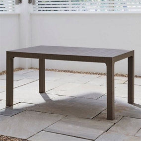 Outdoor Rattan Effect Rectangular Dining Table - Grey