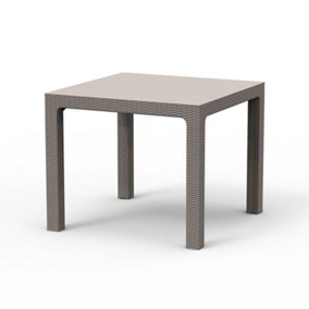 Outdoor Rattan Effect Square Dining Table - Grey