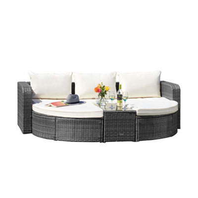 Outdoor Rattan Garden Furniture Set Firenze 5pc Patio Sofa Day Bed Chair Table Set (Firenze Rattan Daybed & Cover)