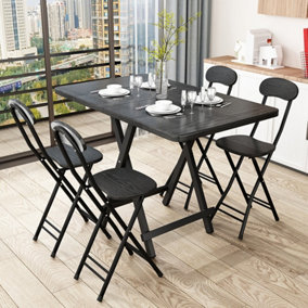 Outdoor Rectangular Black MDF Wooden Tabletop Folding Table Foldable Table with Metal Leg 60X100CM