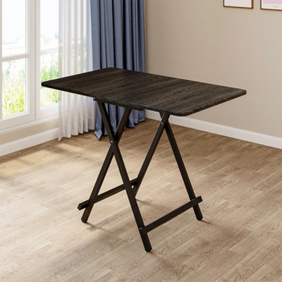 Outdoor Rectangular Black MDF Wooden Tabletop Folding Table Foldable Table with Metal Leg 60X100CM